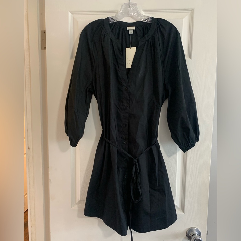 a new day Black Button-Front Romper with Tie Waist